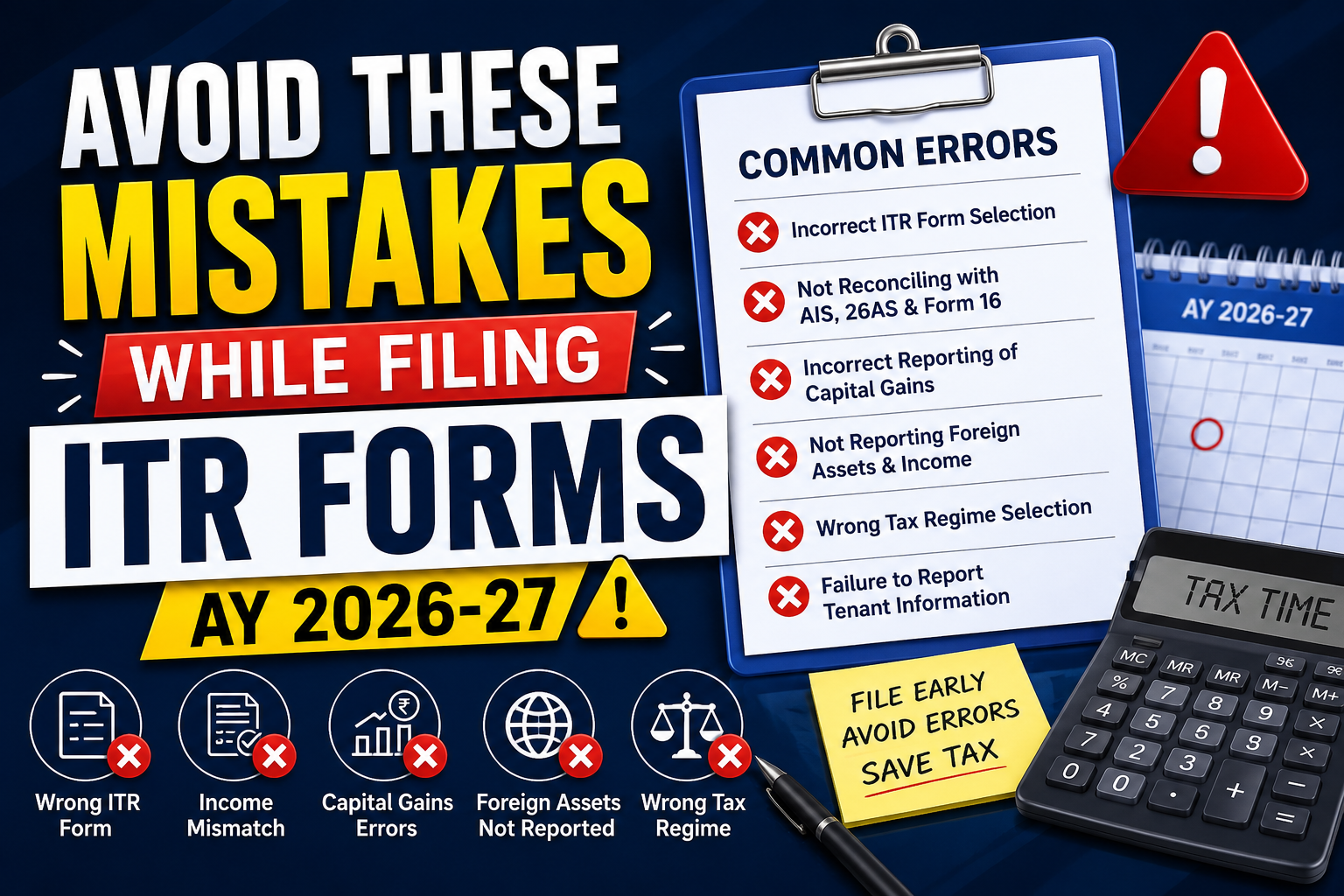 Common Errors While Filing New ITR Forms For AY 2026-27